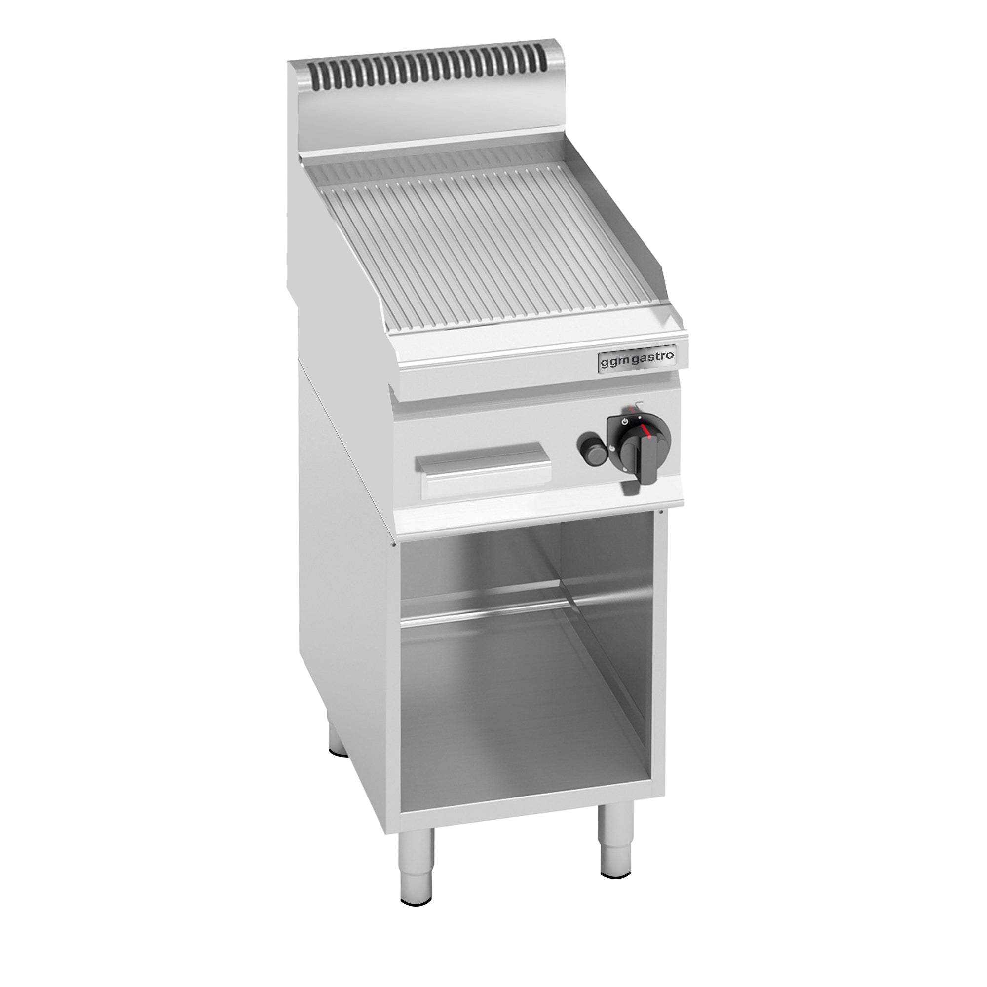 Gas fryer with grooves and bottom frame