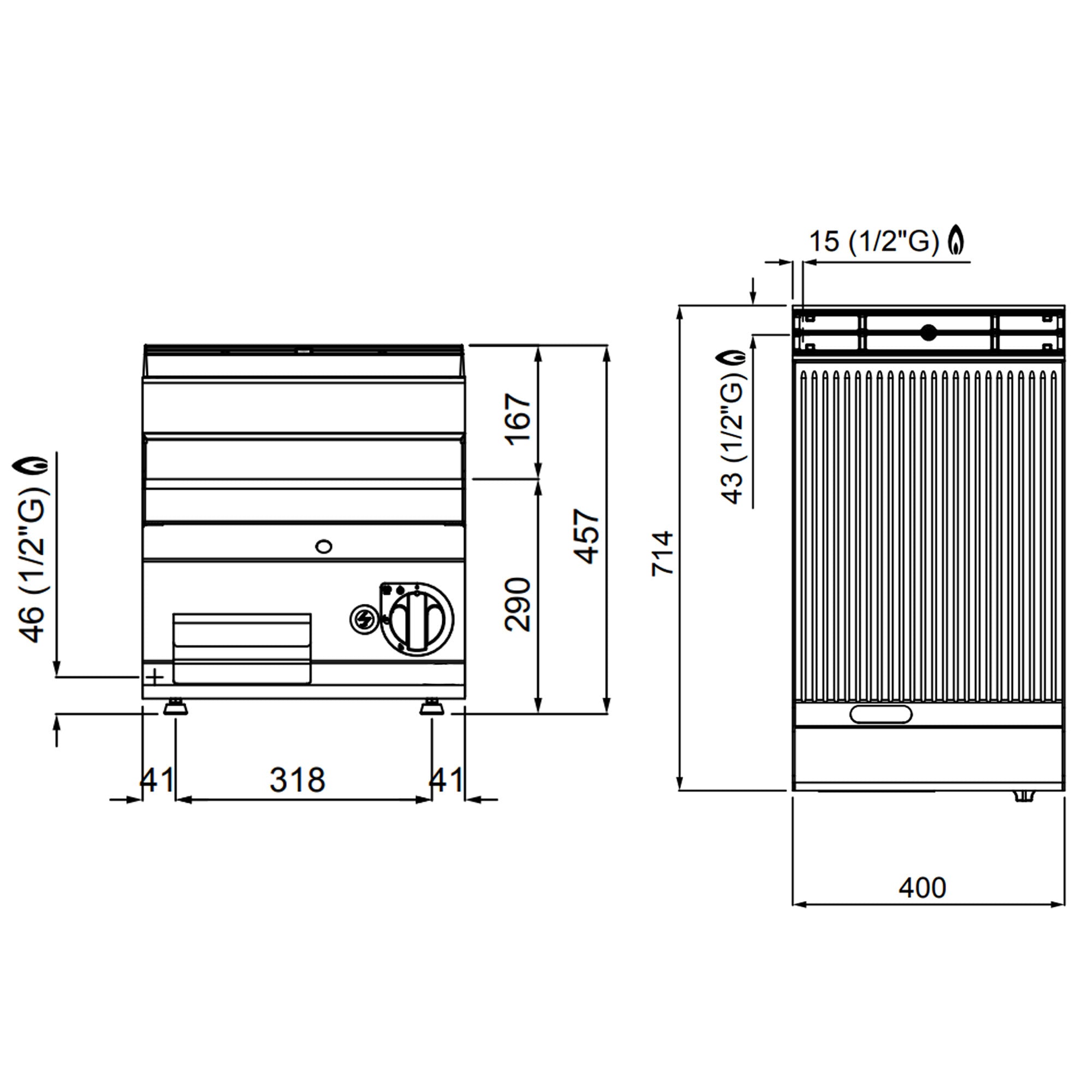 Газова плоча за печене - оребрена (6,9 kW)