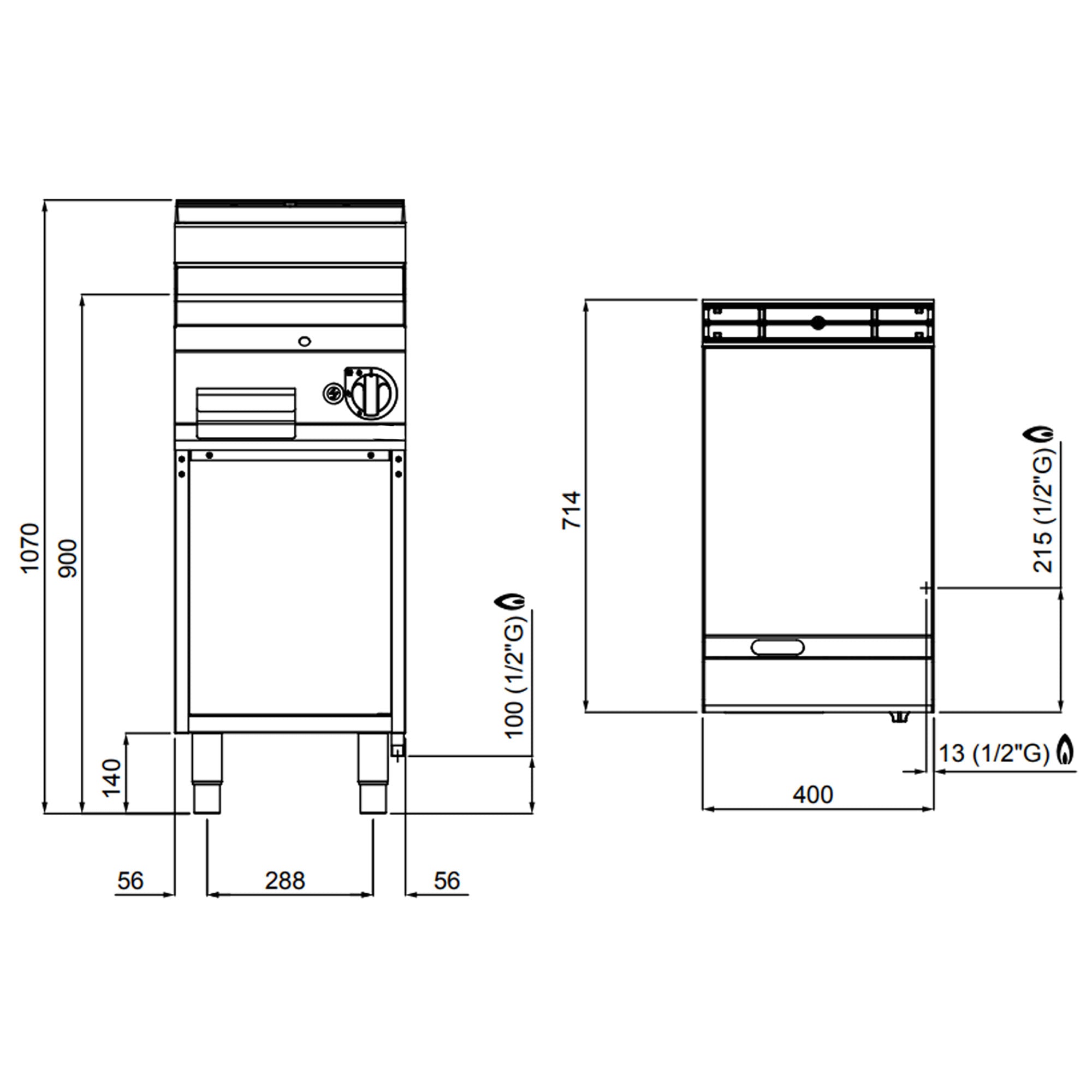 Газова плоча за печене - гладка (6,9 kW)