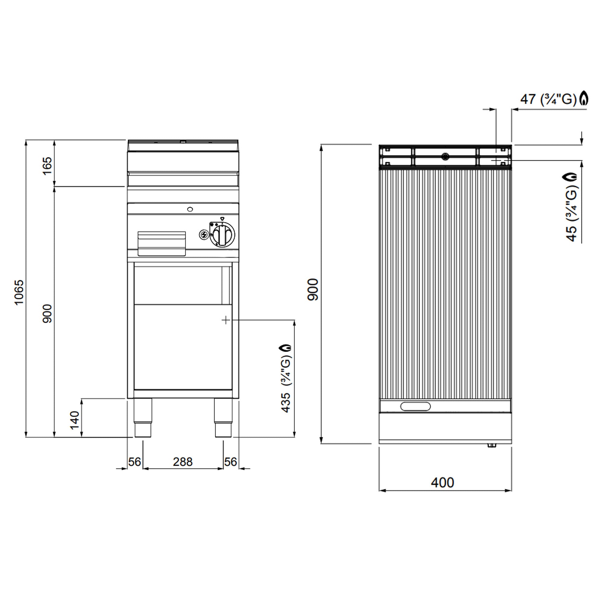 Газова плоча за печене - оребрена (10 kW)