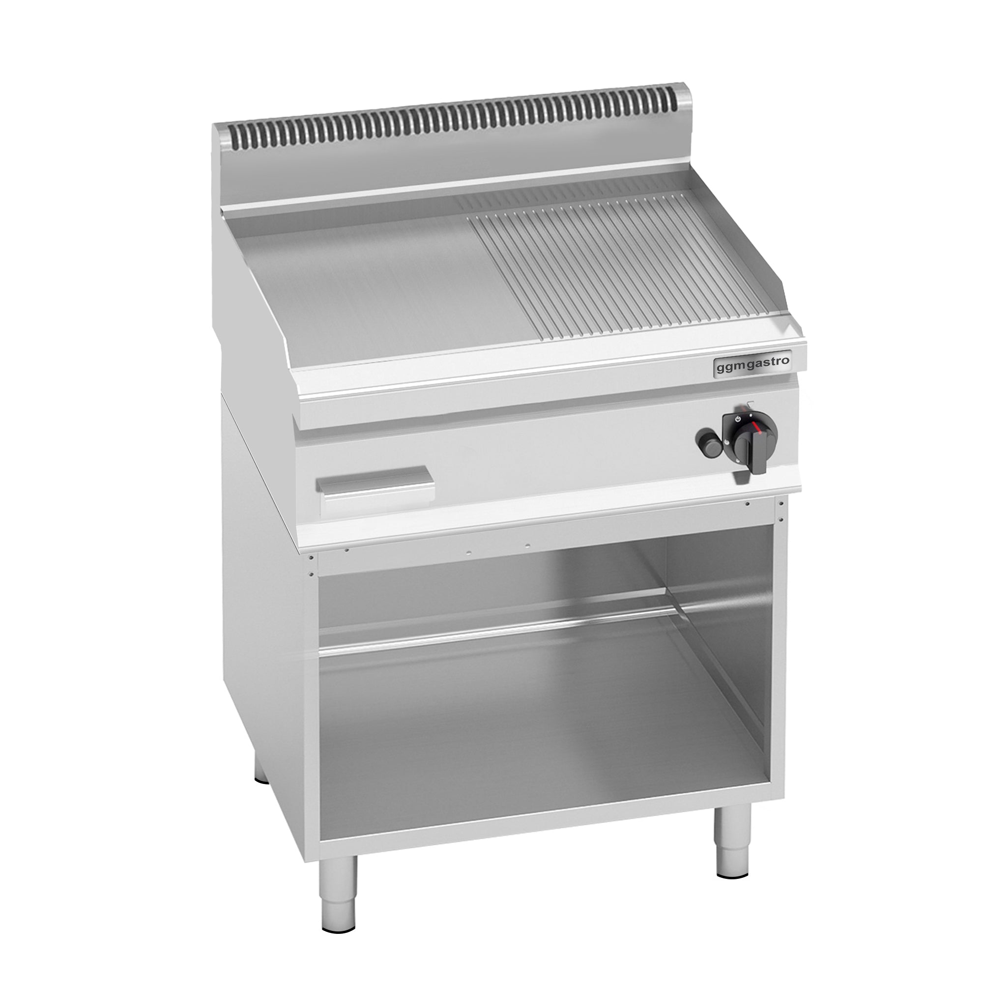 Gas fryer with smooth edges and underframe