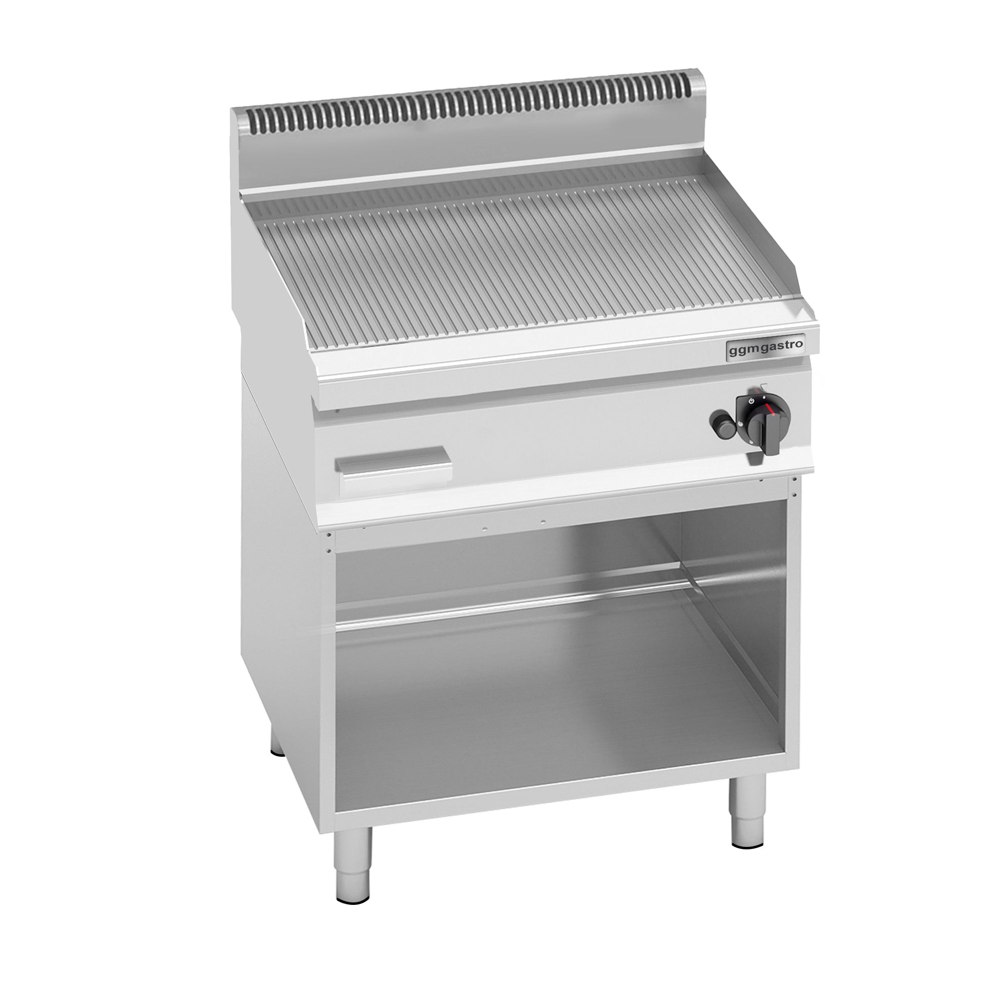 Gas fryer with grooves and bottom frame