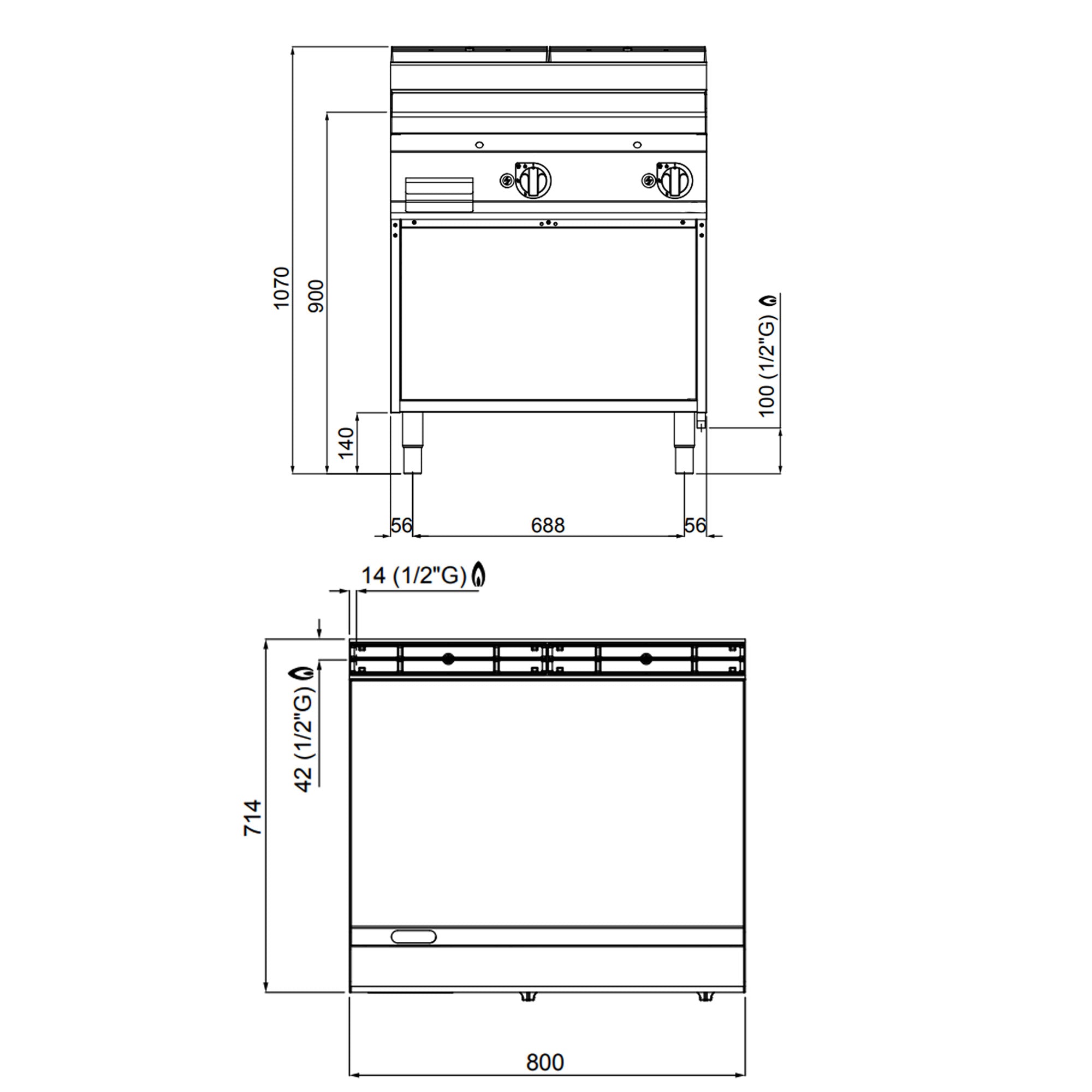 Газова плоча за печене - гладка (13,8 kW)