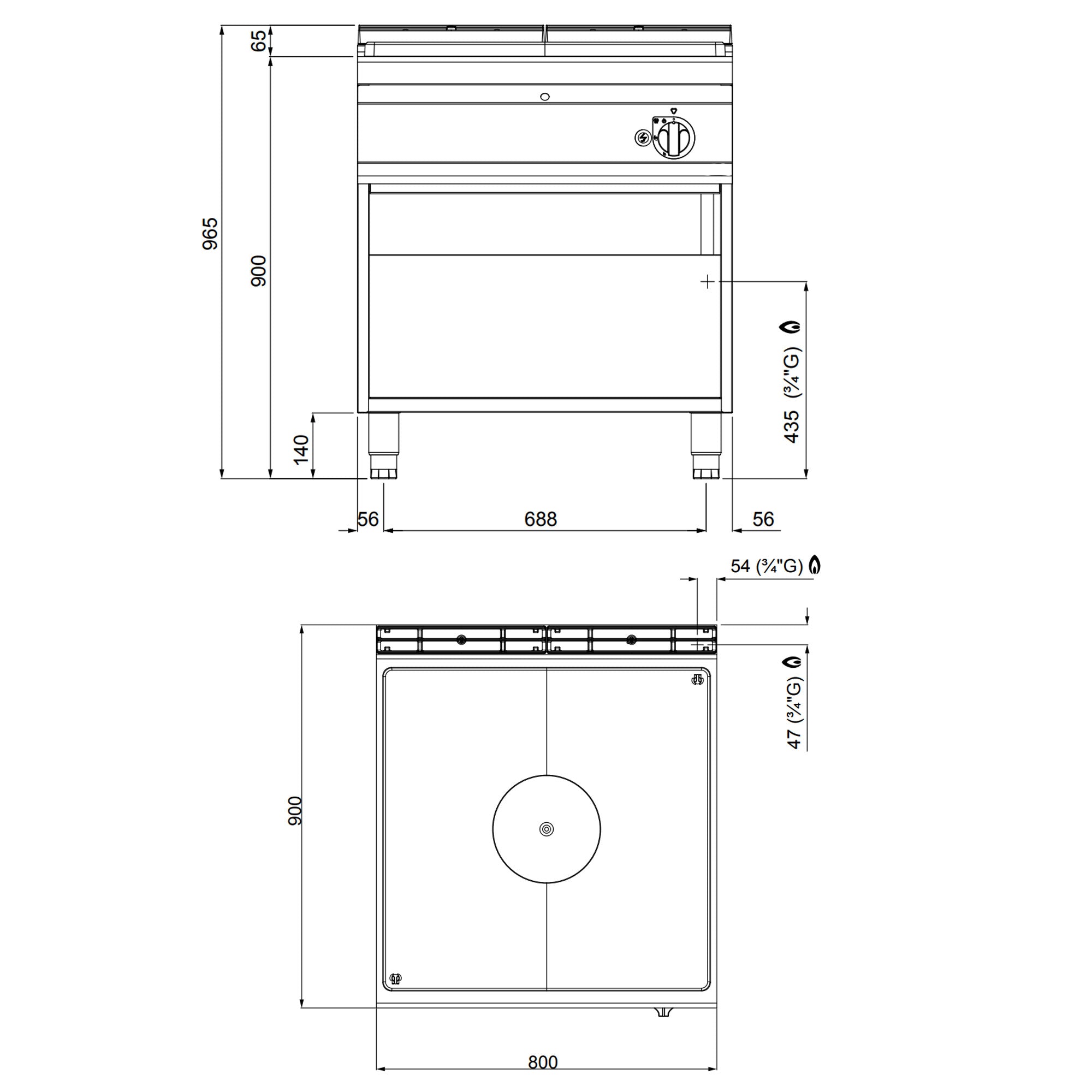 Stove with heating plates (13 kW)