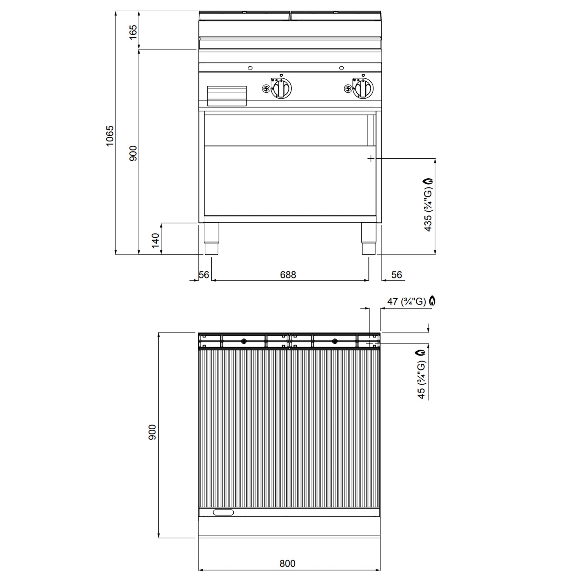 Газова плоча за печене - оребрена (20 kW)