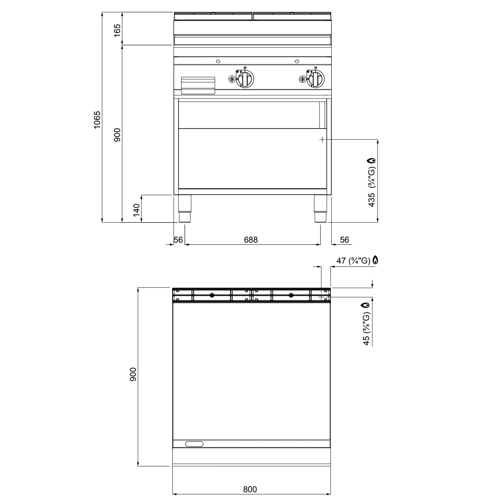 Газова плоча за печене - гладка (20 kW)