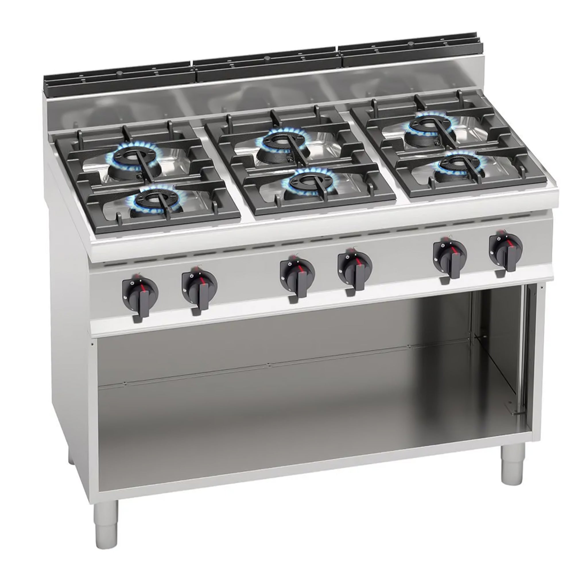 Gas stove with 6 burners (42 kW) - with control flame