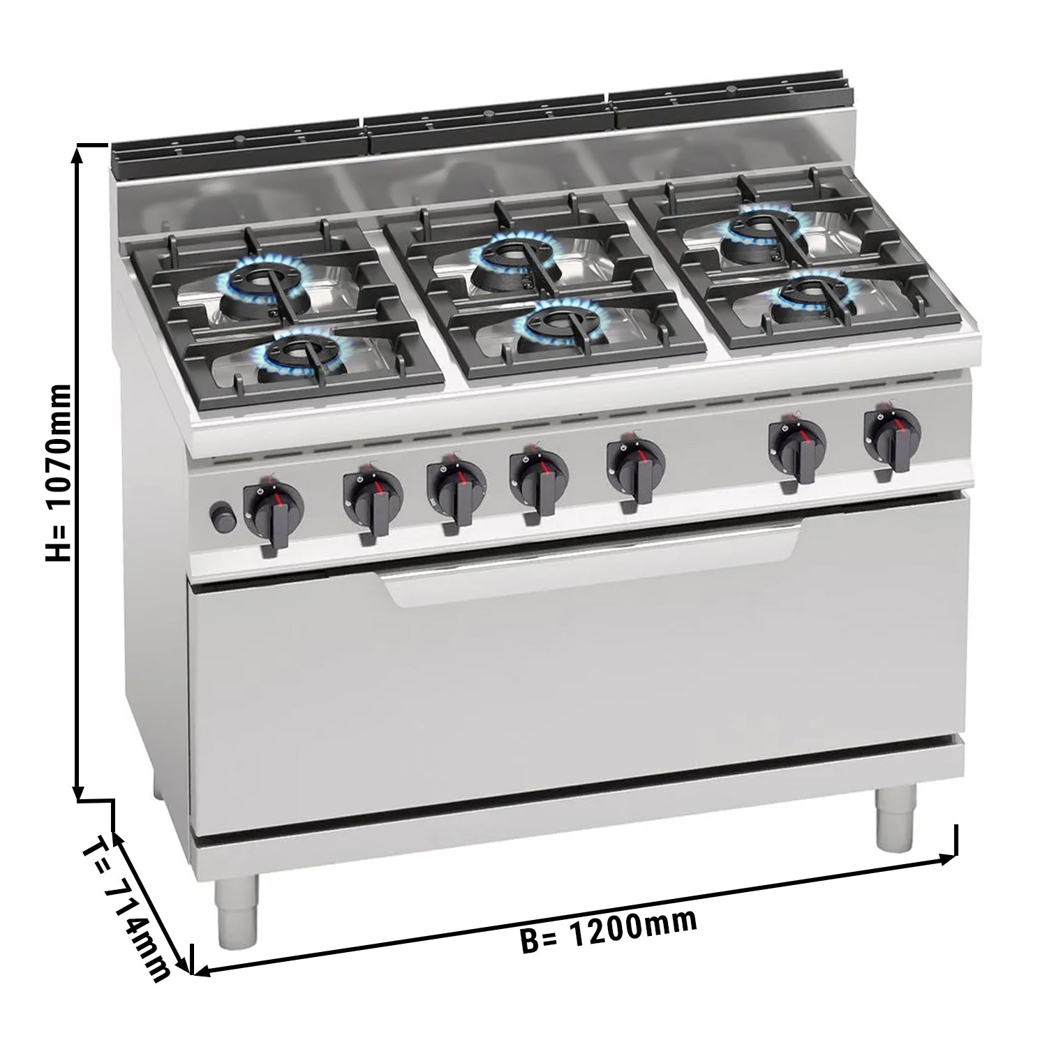 Газов котлон с 6 горелки (42 kW) включително статична газова фурна (12 kW)