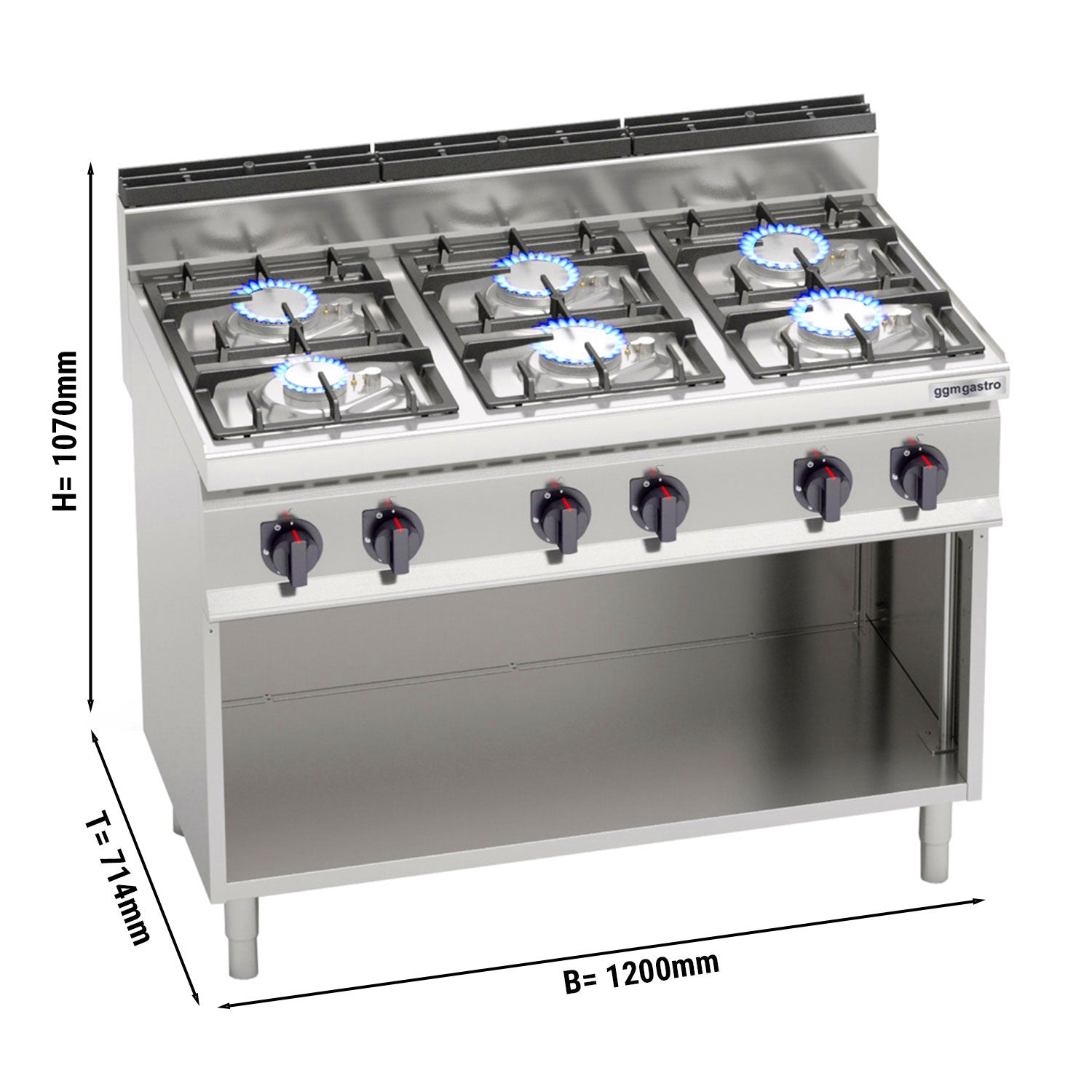 Газова печка 6x котлона (33,5 kW) с пилотен пламък