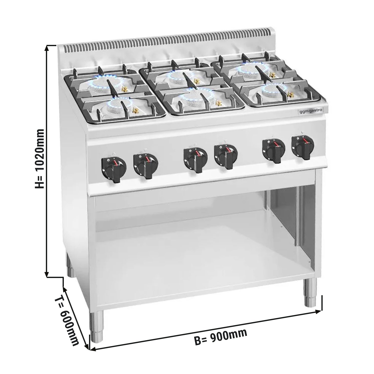 Газова печка 6x котлона (28,5 kW) с пилотен пламък