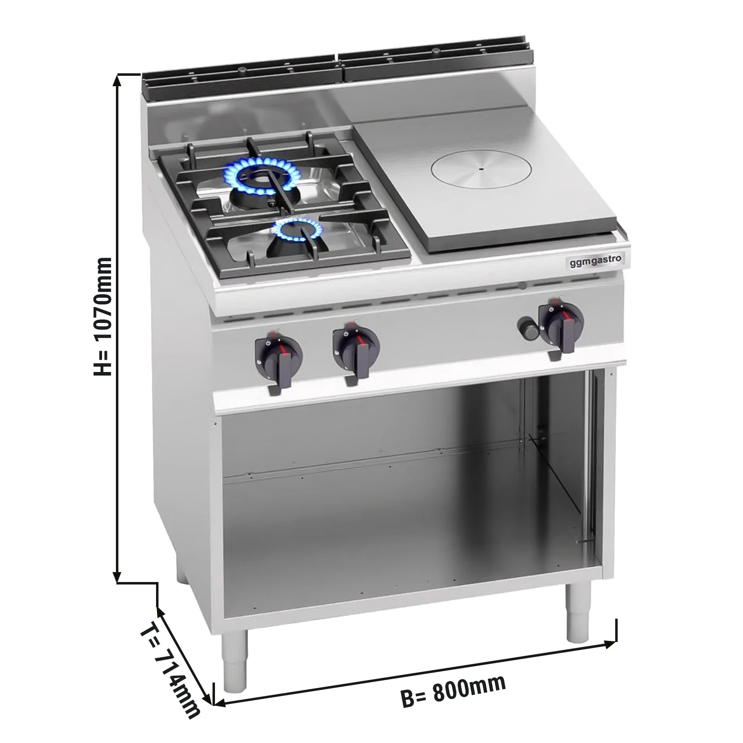 Stove with heating plates + Gas stove 2x hotplates (17.5 kW)