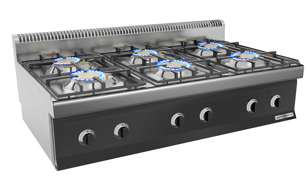 Gas hobs with 6 burners (36 kW) with pilot flame