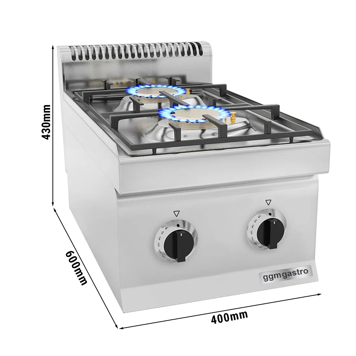 Gas stove with 2 burners 7kW) with pilot flame