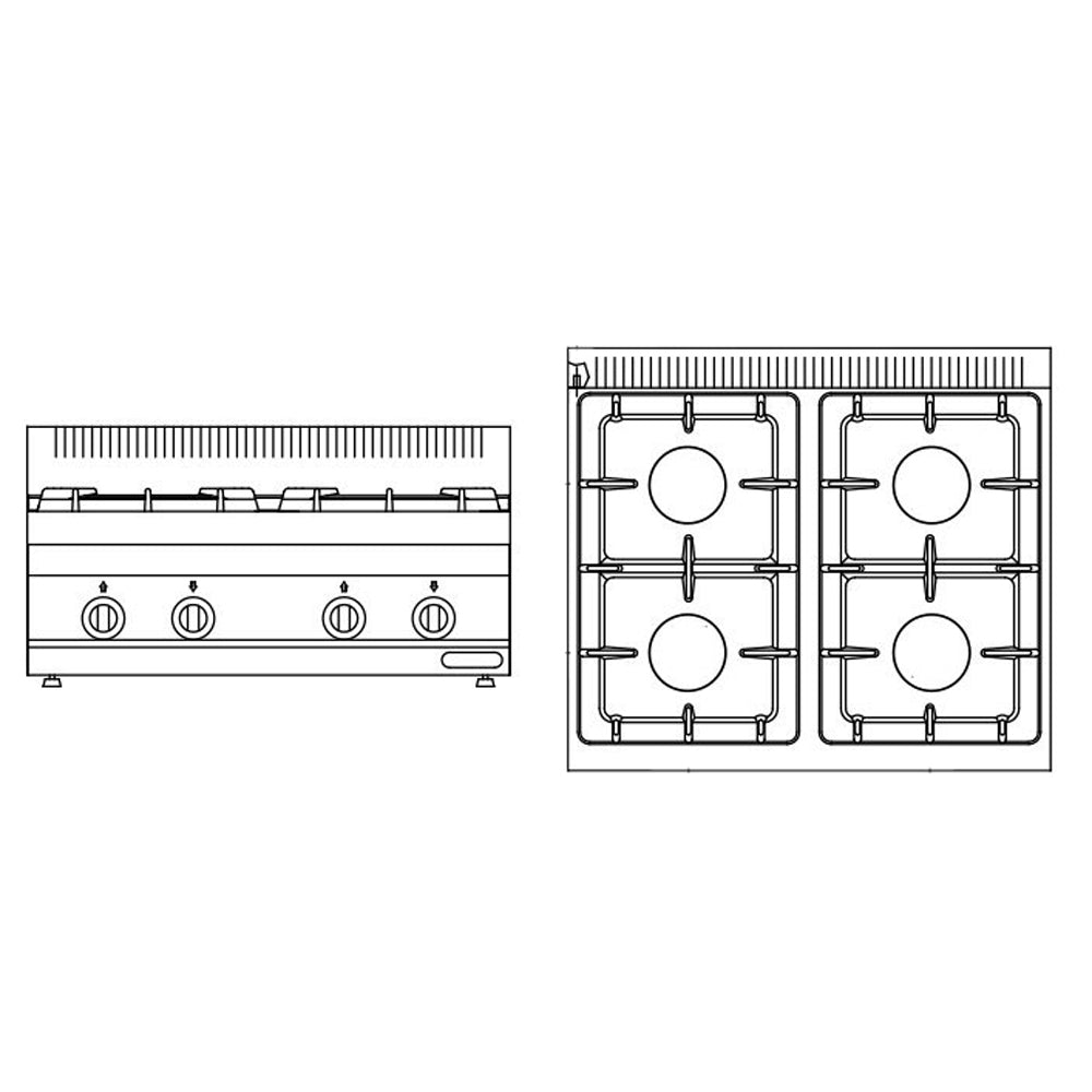 Газова котлон с 4 горелки (14kW) с пилотен пламък + основа