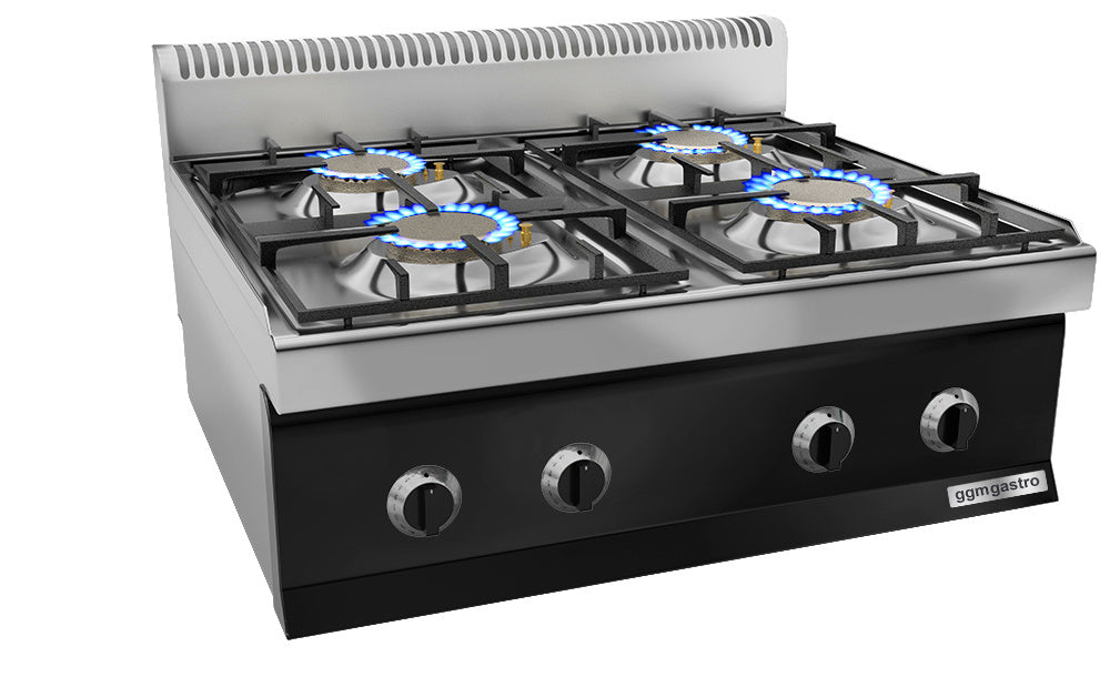 Gas hobs with 4 burners (23 kW) with pilot flame