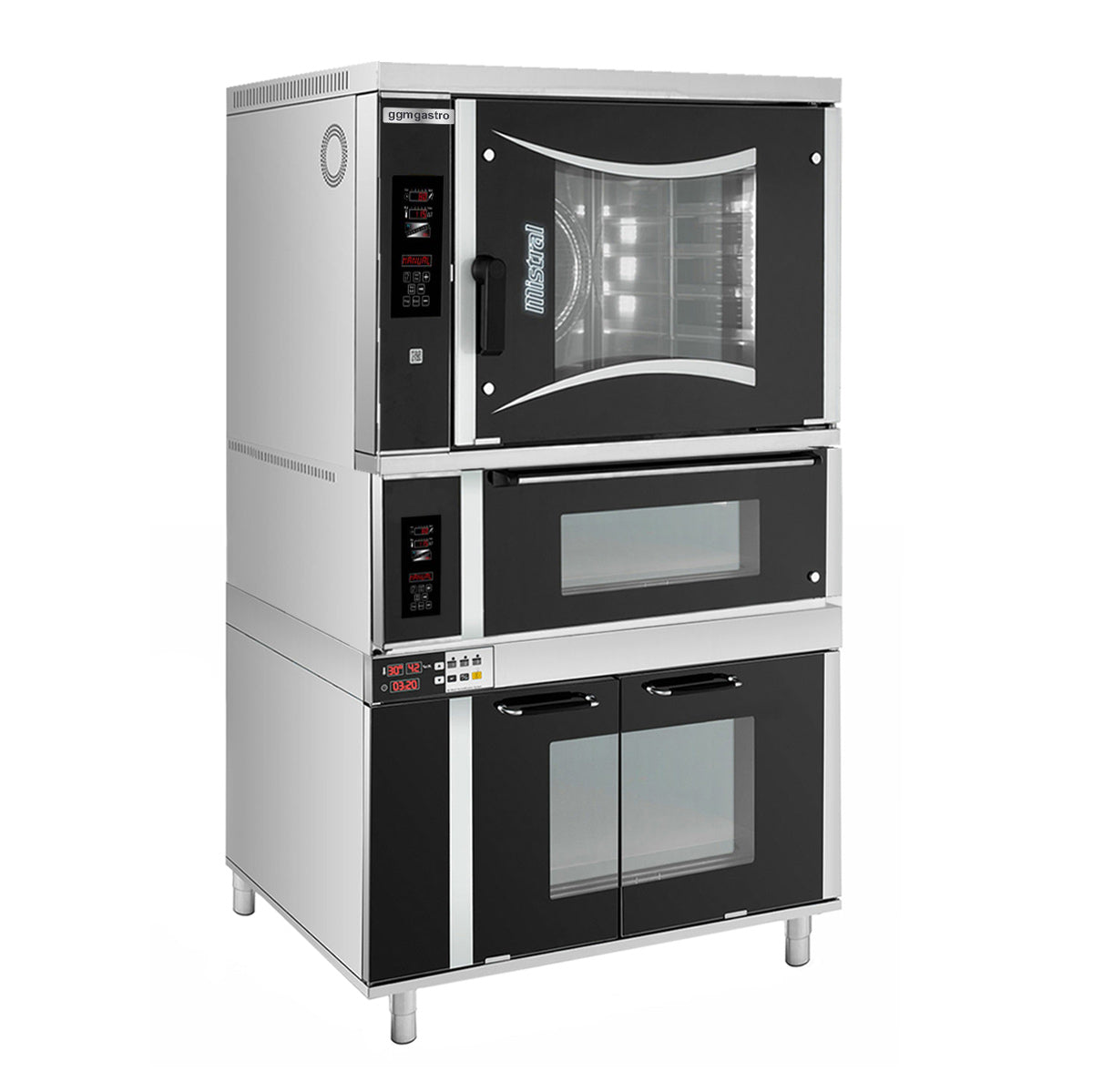 Gas convection oven - 6x EN 60 x 40 cm - including pizza oven / deck oven and riser