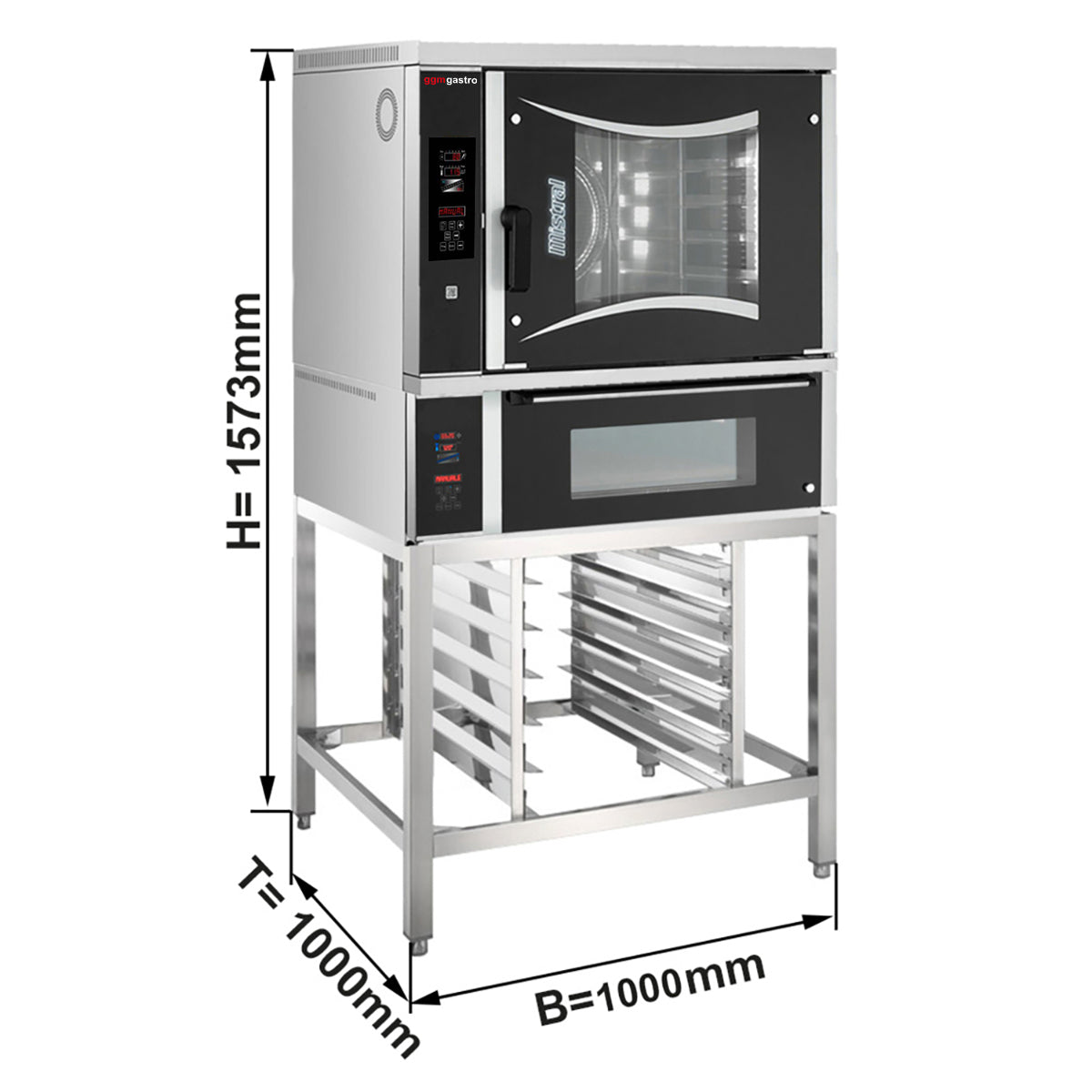 Gas convection oven - 6x EN 60 x 40 cm - including pizza oven / deck and base