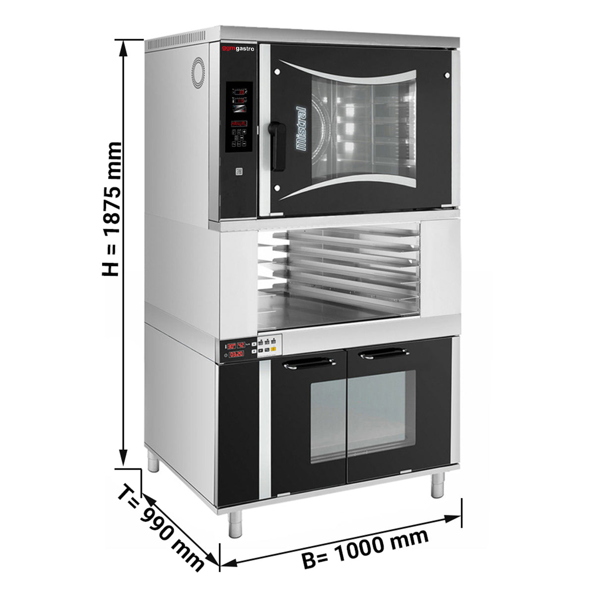 Gas convection oven - 6x EN 60 x 40 cm - incl. Spreader and frame