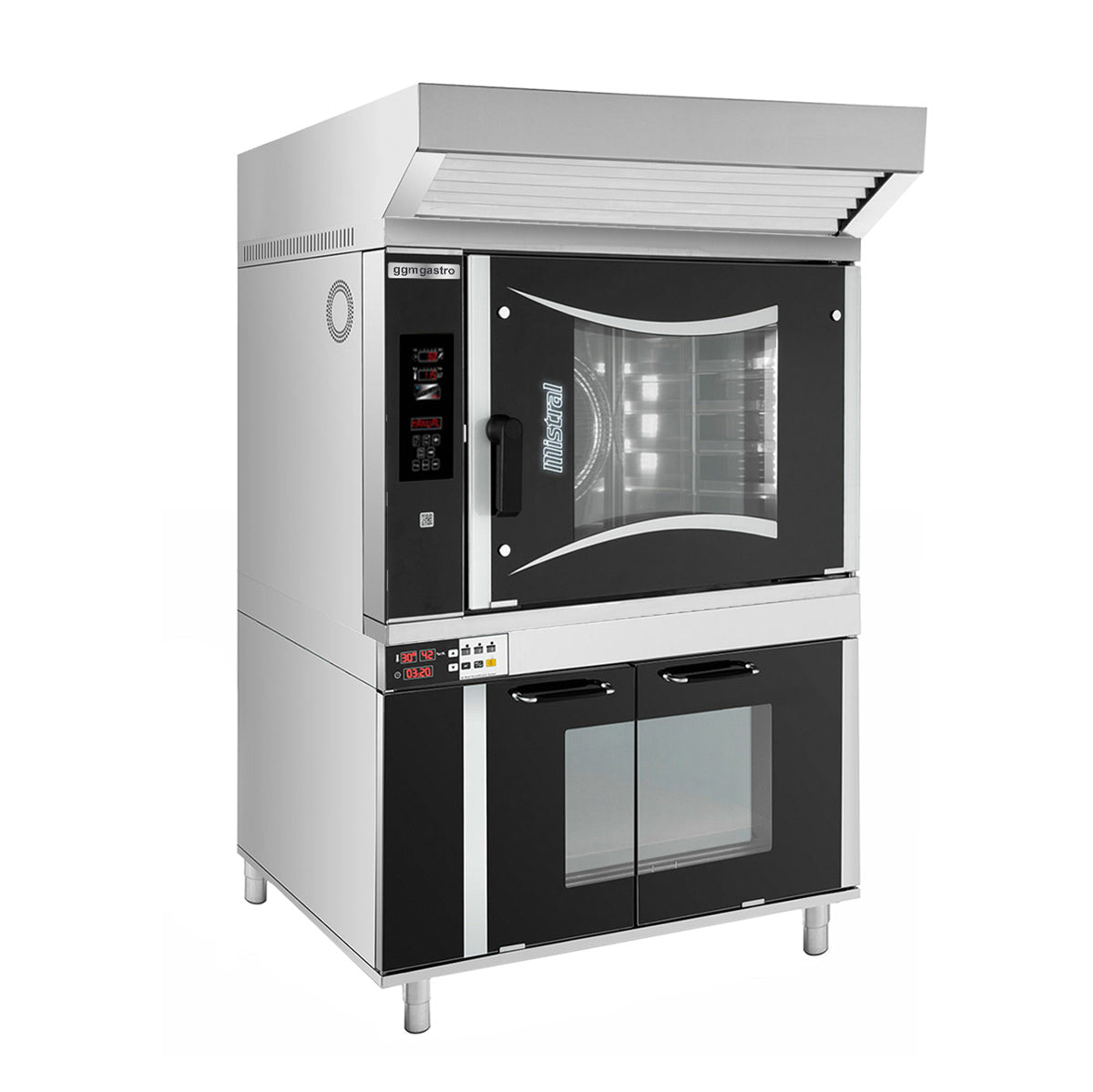 Gas convection oven - 6x EN 60 x 40 cm - including hood and guard