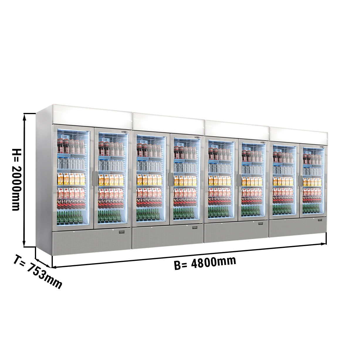 (4 броя) Хладилник за напитки - 1048 литра (нетен обем) - СИВ