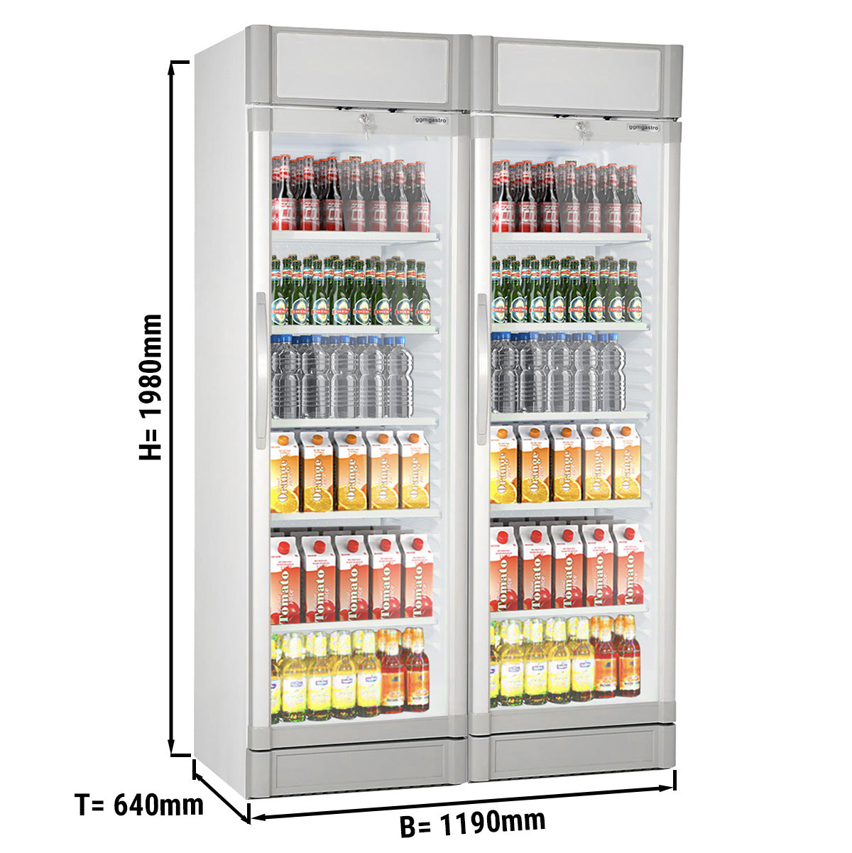 (2 броя) Хладилник за напитки - 690 литра (общо) - бял/сив