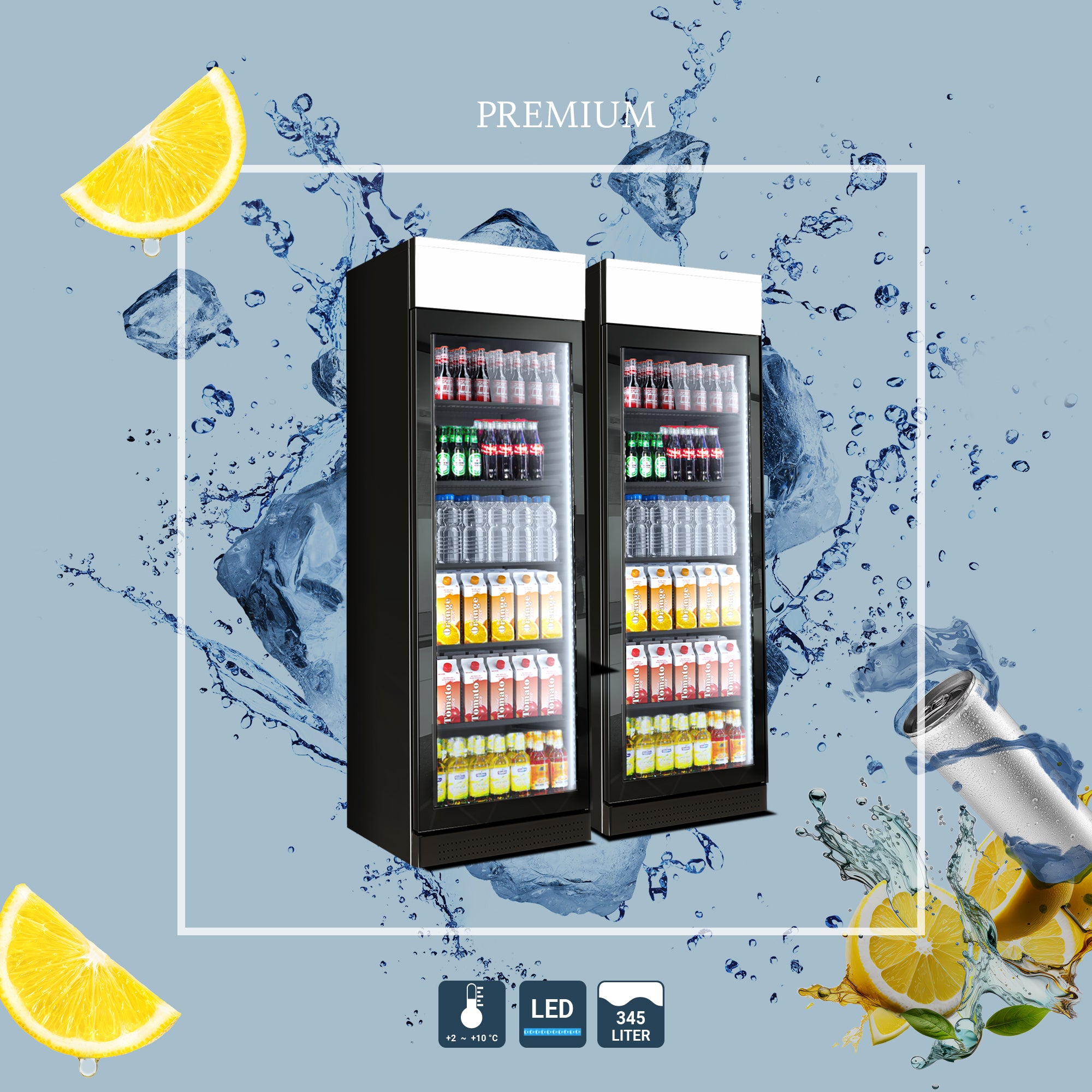 (2 pieces) Refrigerator for drinks - 694 liters (total) - black