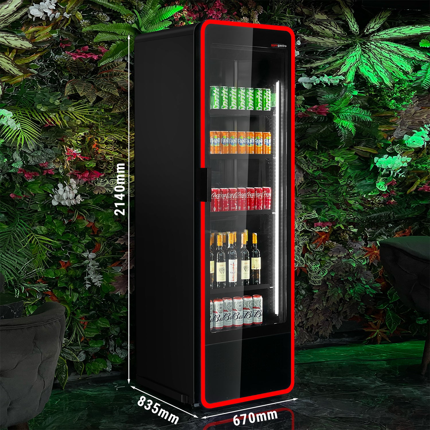 Хладилник за напитки - 550 литра - с цветна RGB LED светлина