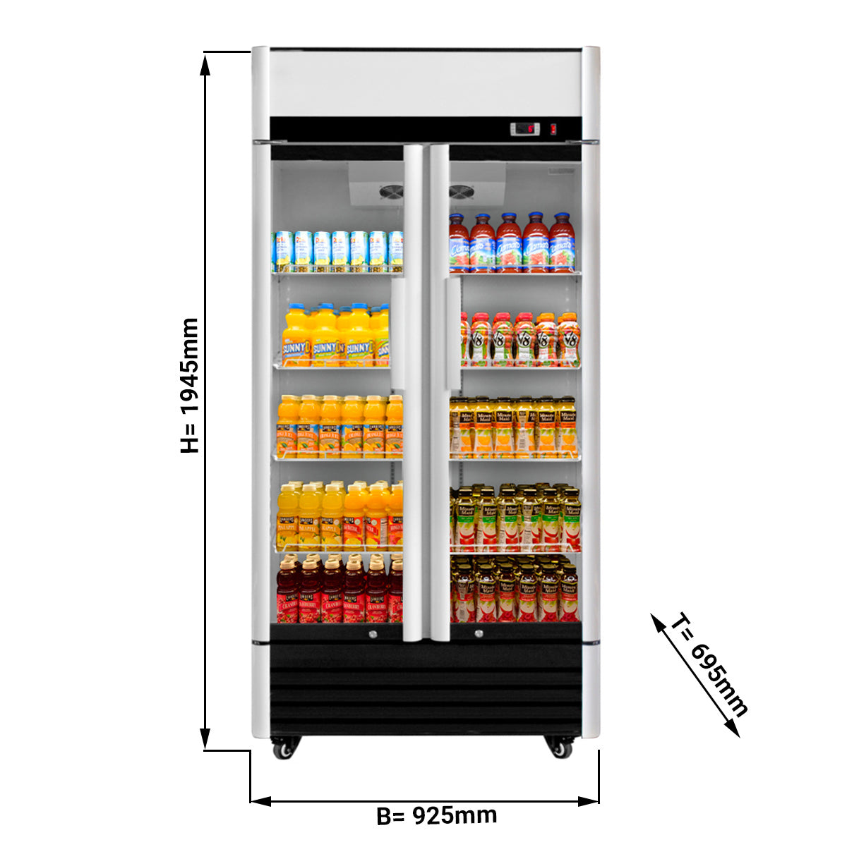 Хладилник за напитки 0,92 x 0,69 m - с 2 стъклена врата