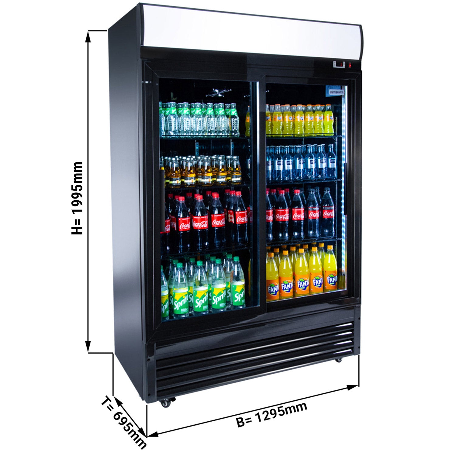 Refrigerators for drinks - 880 liters - 2 doors - black