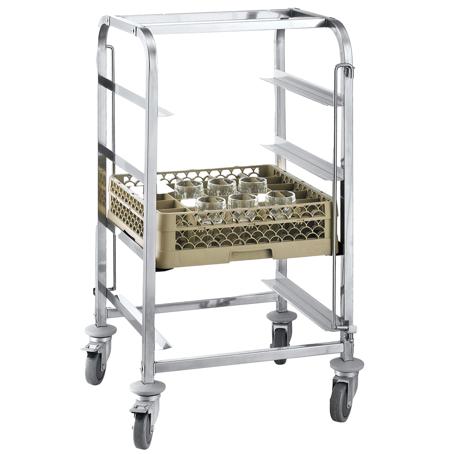 Stainless steel dish trolley - for 4 baskets