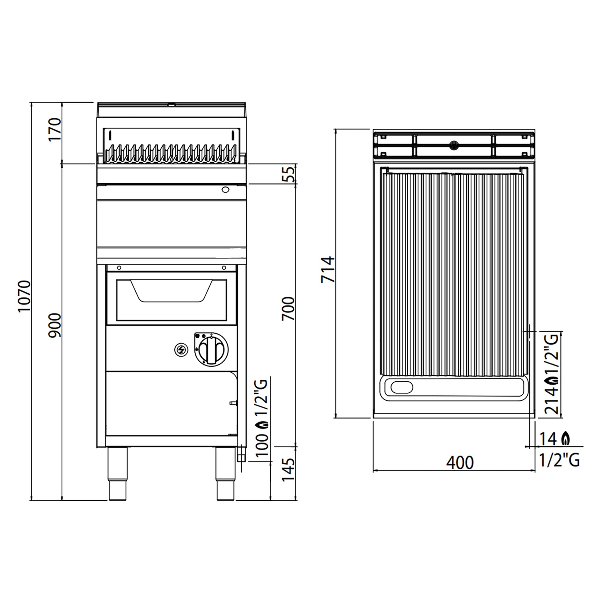 Gas water grill (9 kW)