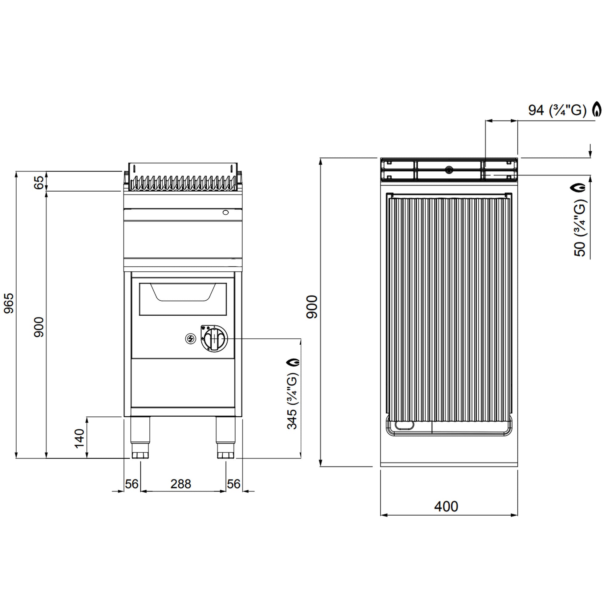 Gas water grill (12 kW)