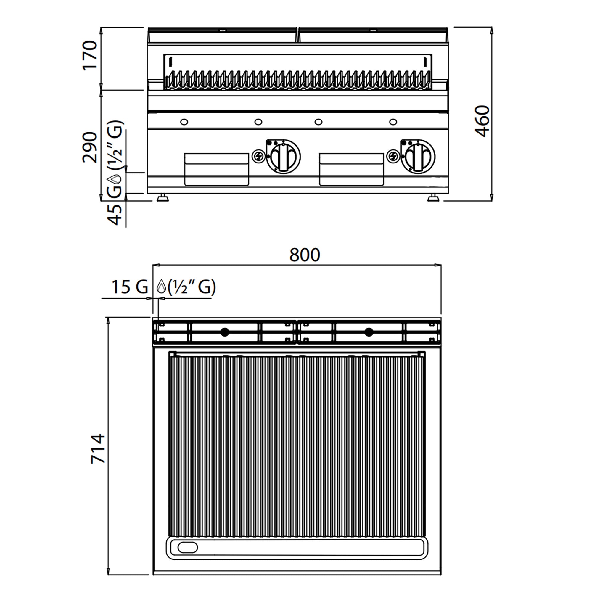 Газов грил от вулканична лава (13,8 kW)