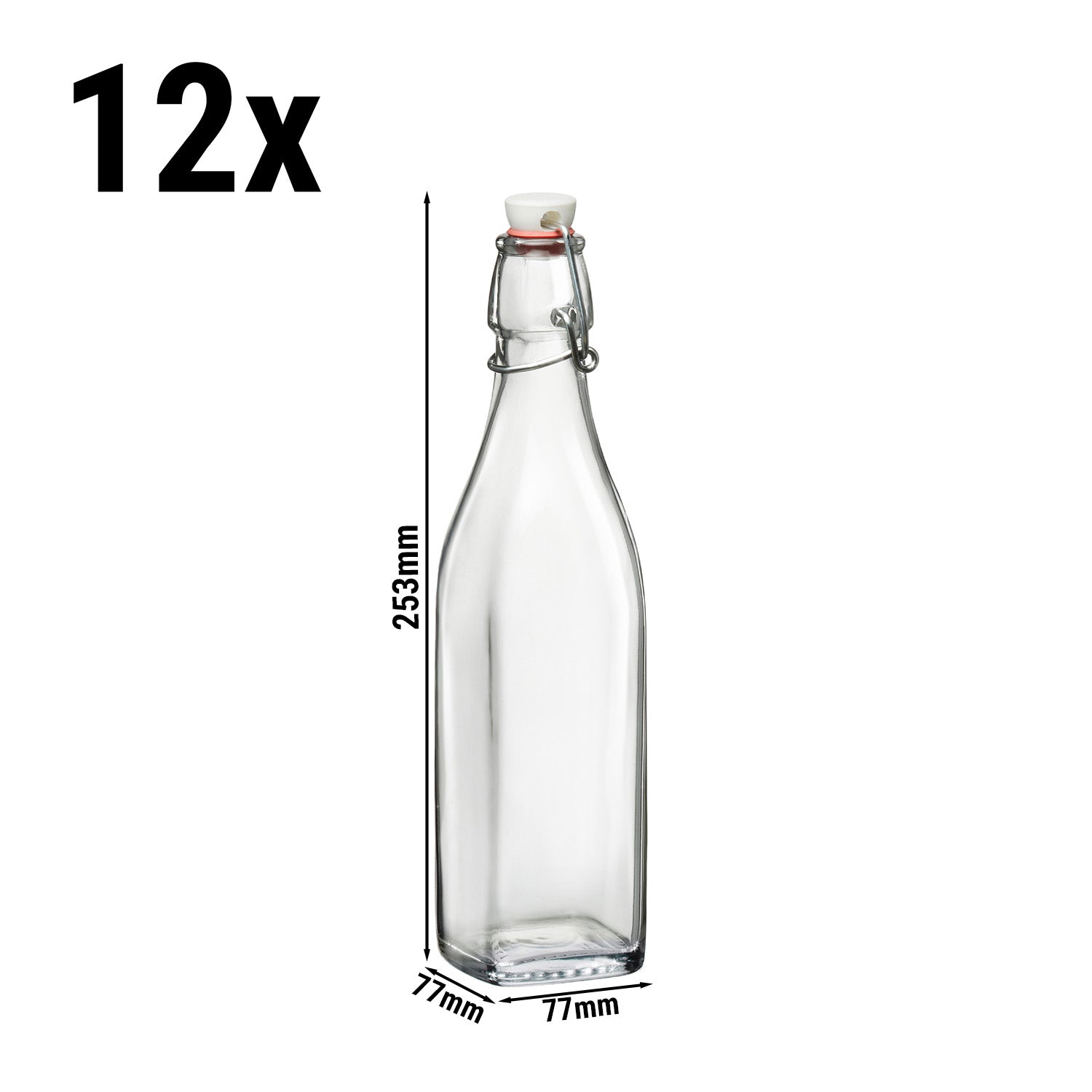 (12 pieces) Bormioli Rocco glass bottle - DUBLIN - with swing cap - 500 ml