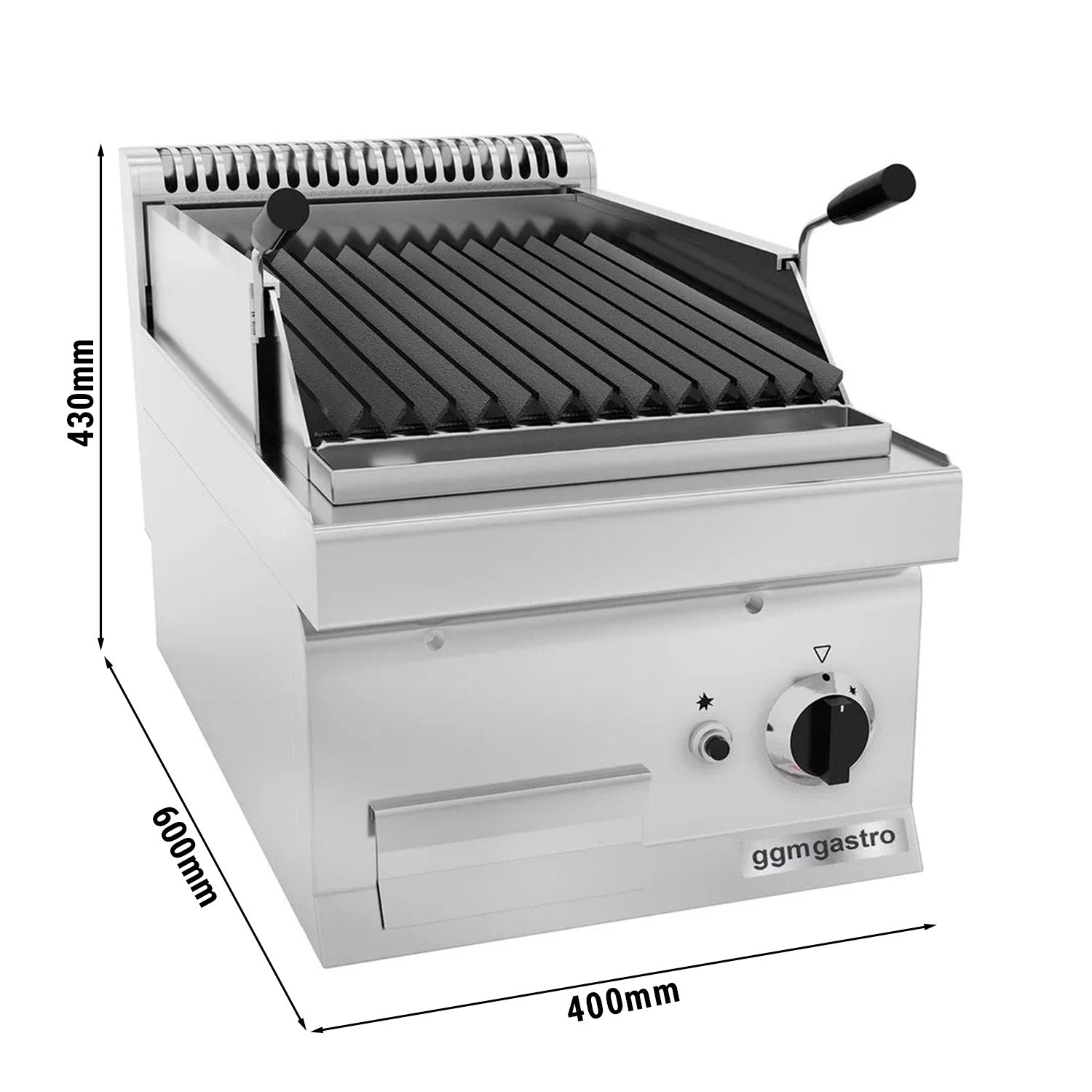 Gas grill with volcanic stones (5.5 kW) - with tilting grate