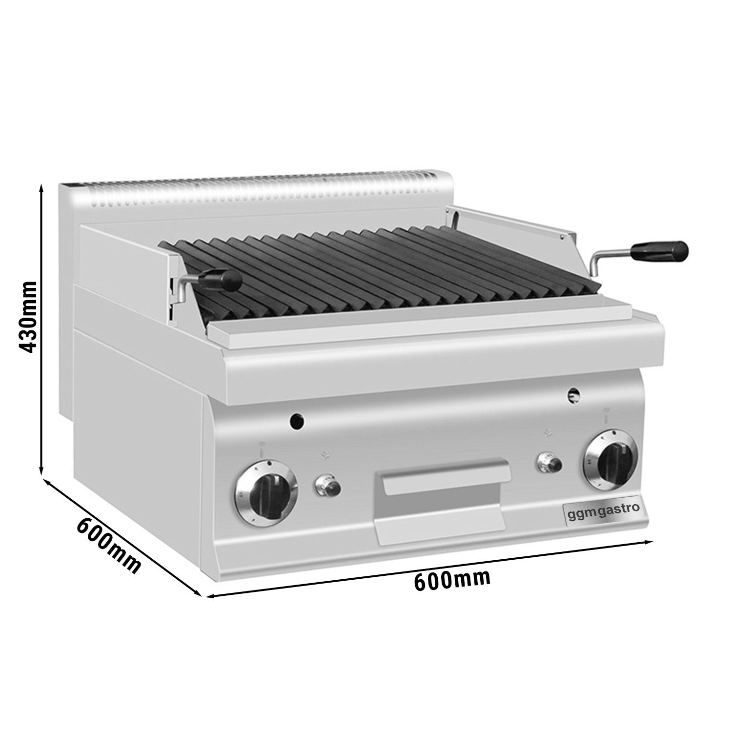 Gas grill with volcanic stones (10.6 kW) - with tilting grate