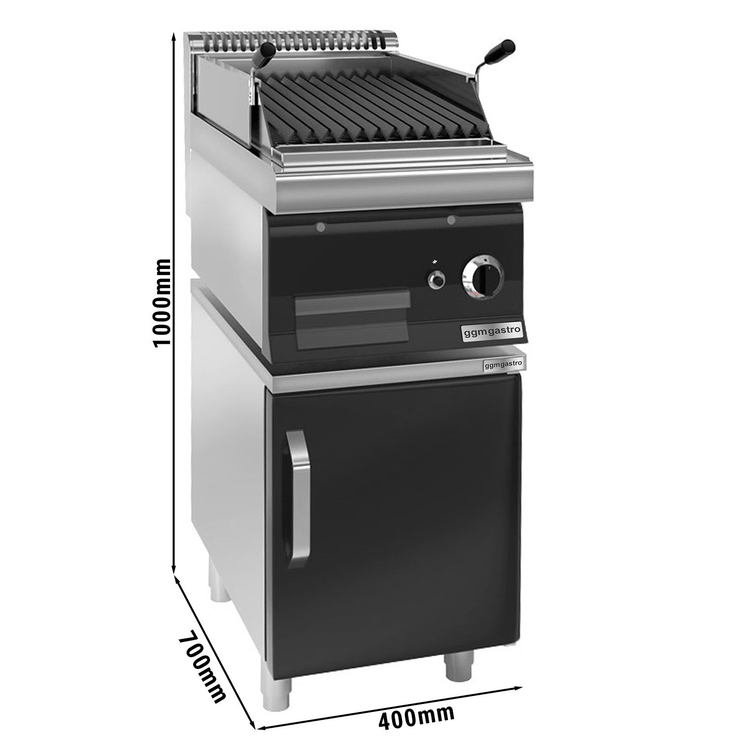 Gas grill with volcanic stones (7 kW) - with tilting grid + base