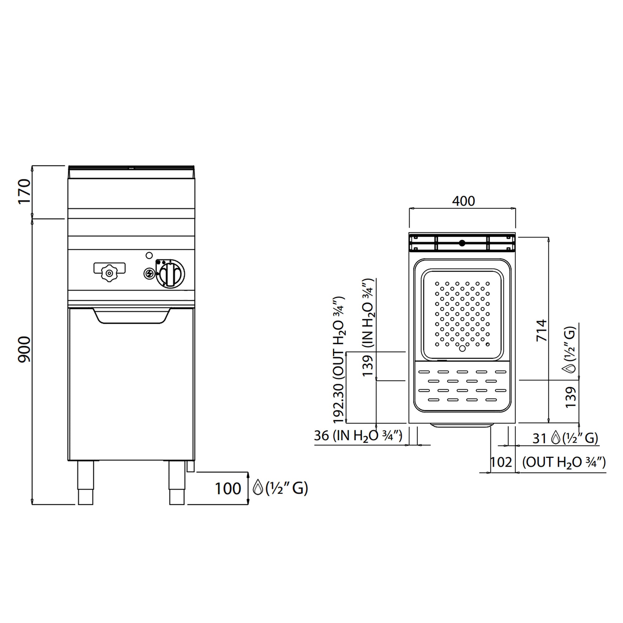 Gas spaghetti cooker (10 kW)