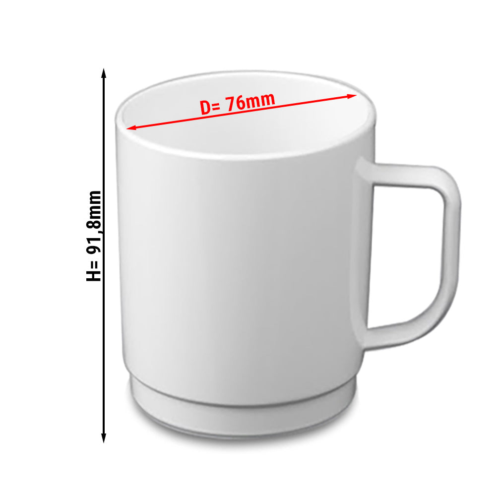Чаша за кафе и мляко от поликарбонат, бяла - 250 мл - 50 броя