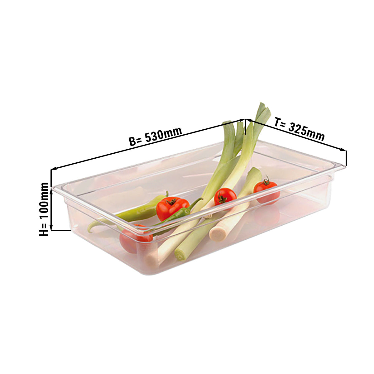 Polycarbonate container GN 1/1 - transparent - height 100 mm