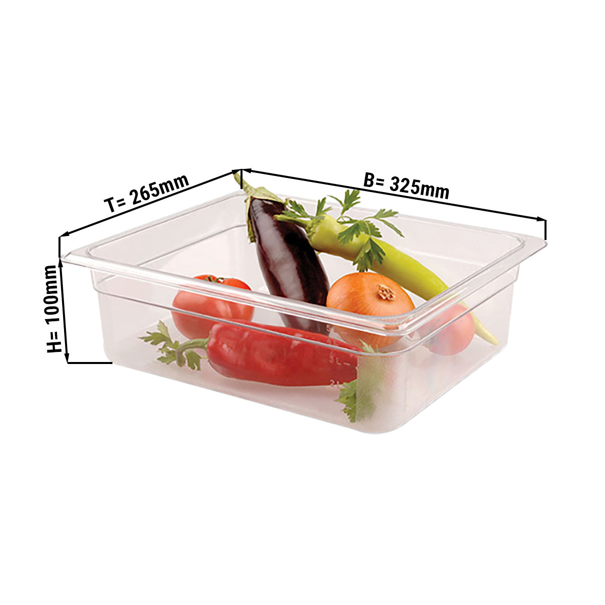 Polycarbonate container GN 1/2 - transparent - height 100 mm