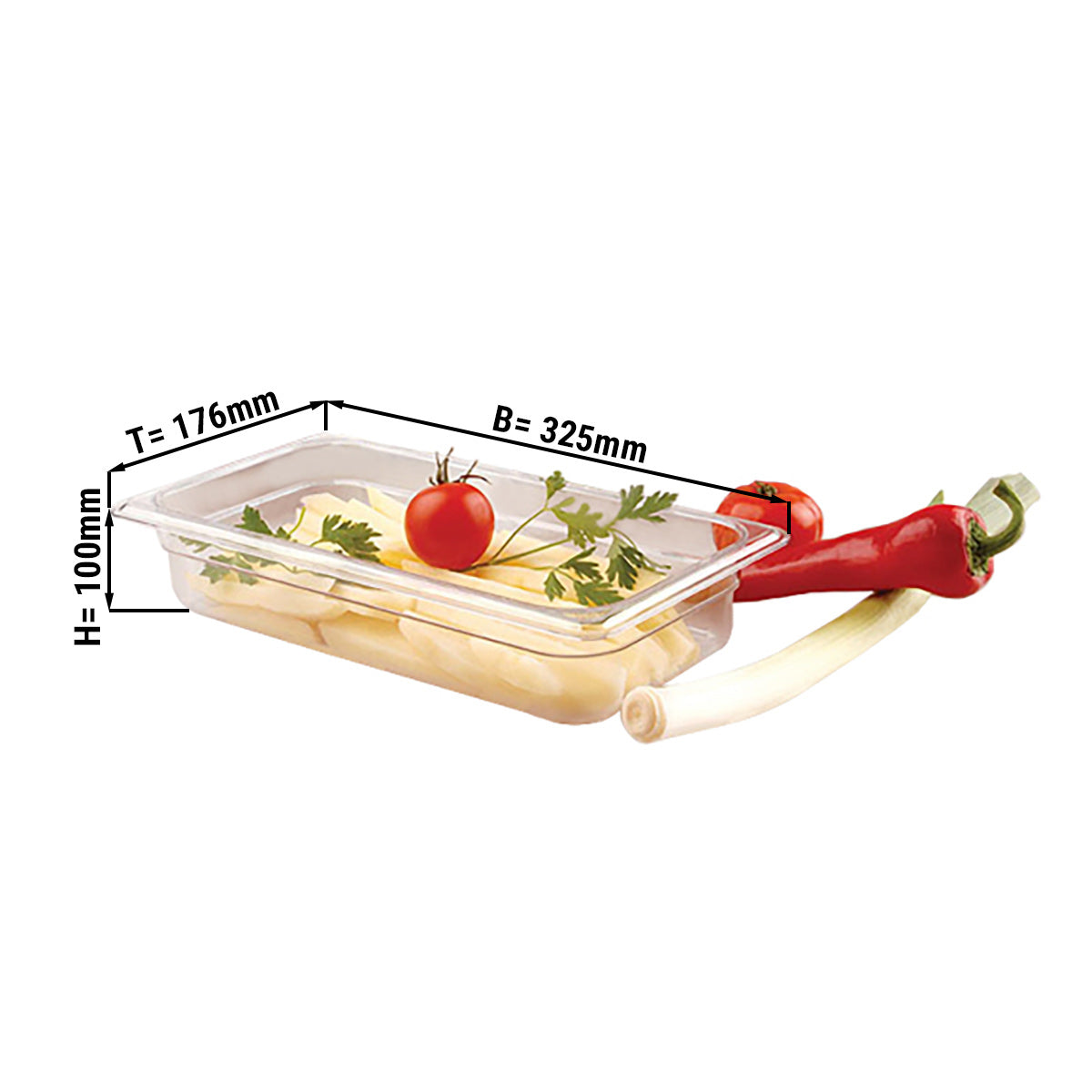 Polycarbonate container GN 1/3 - transparent - height 100 mm