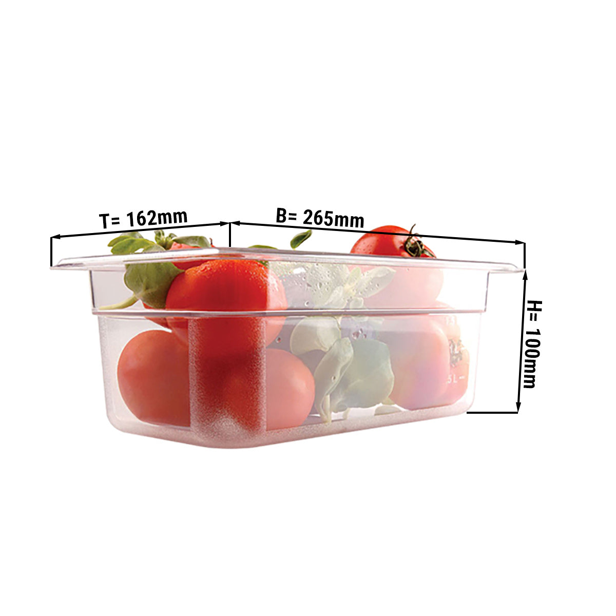 Polycarbonate container GN 1/4 - transparent - height 100 mm