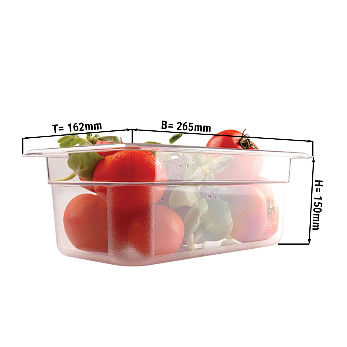 Polycarbonate container GN 1/4 - transparent - height 150 mm