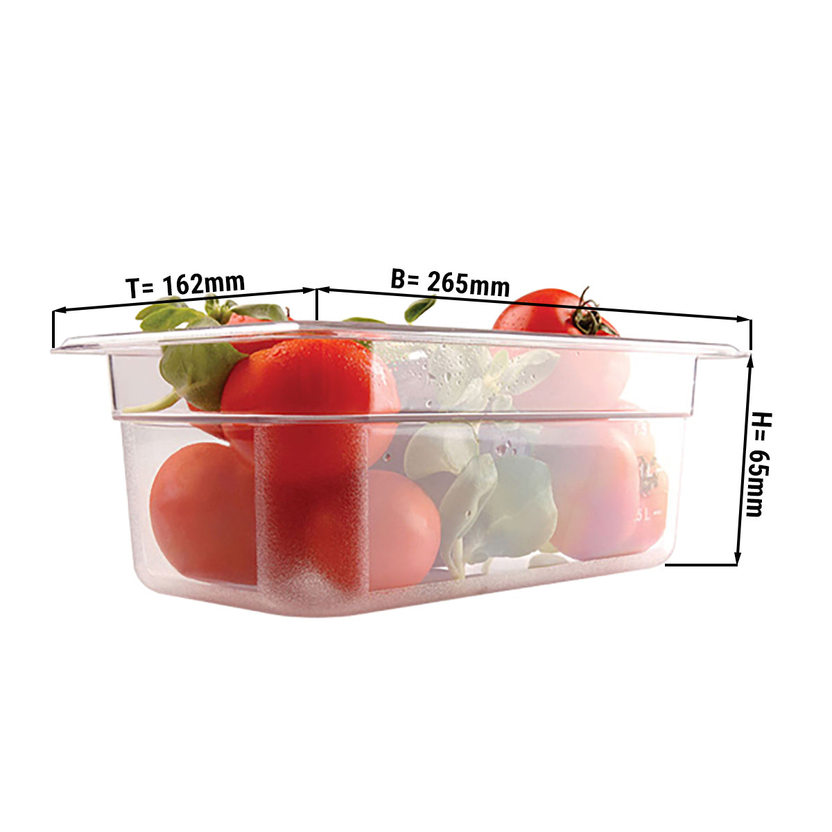 Polycarbonate container GN 1/4 - transparent - height 65 mm