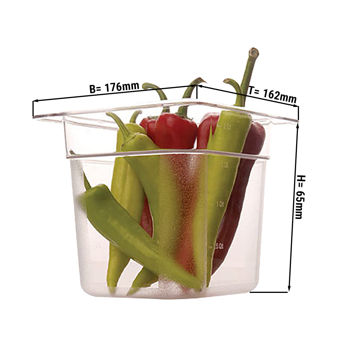 Polycarbonate container GN 1/6 - transparent - height 65 mm