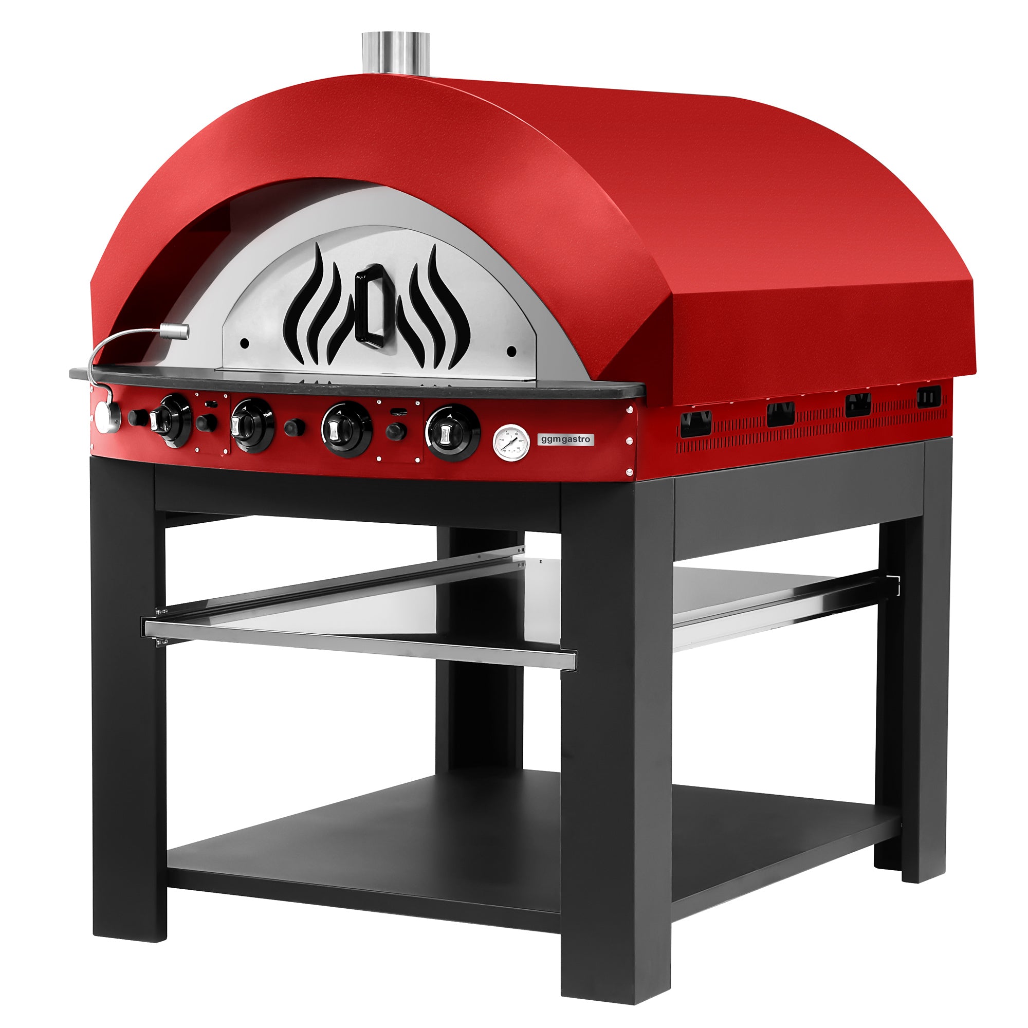 Gas pizza oven - red - with lower rack