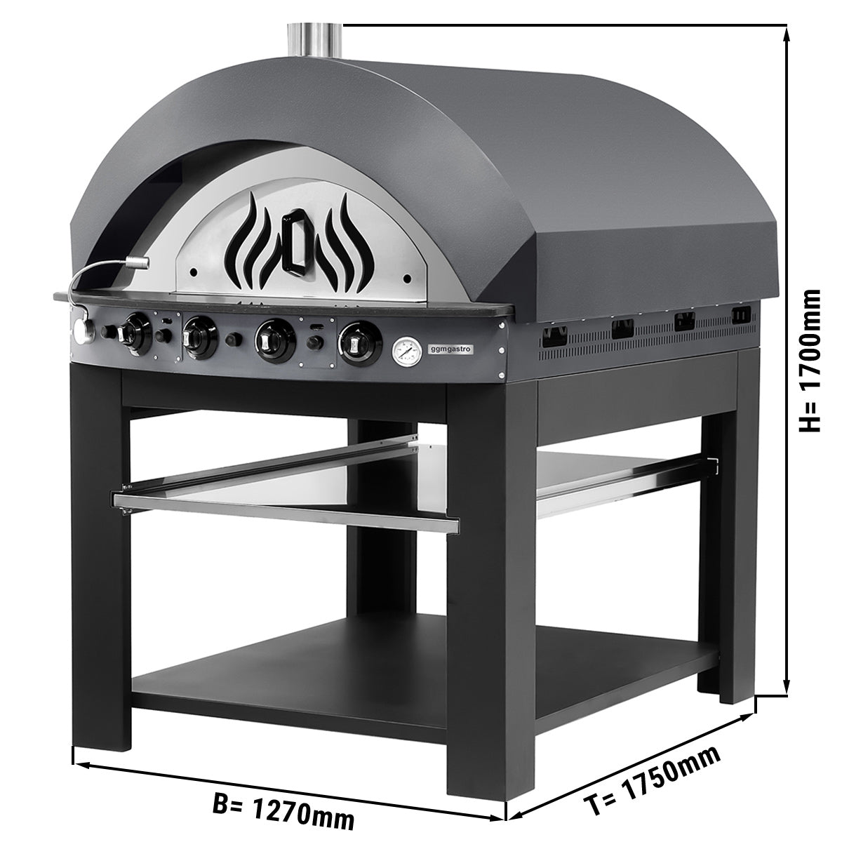 Gas pizza oven - Anthracite - with lower rack