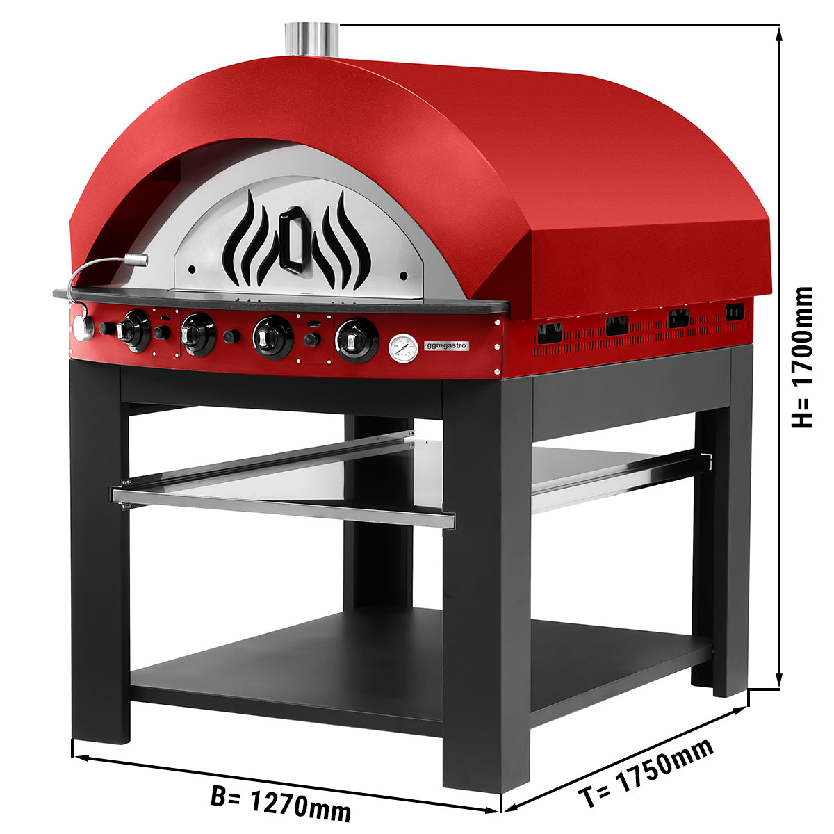 Gas pizza oven - red - with lower rack