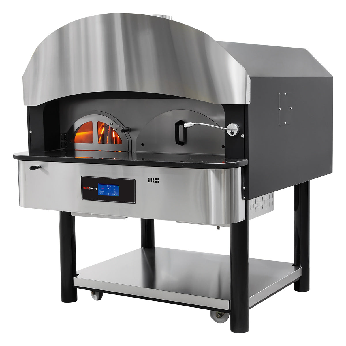 Gas pizza oven (with wooden tank) - rotating - 6x Ø 30 cm